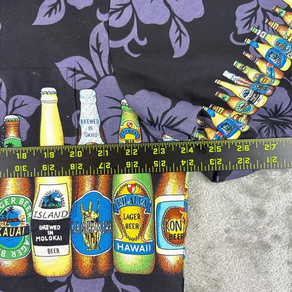 KY'S Hawaiian Shirt Mens L Tropical Button Up Floral Beer Beach USA Made B35 - Picture 4 of 5